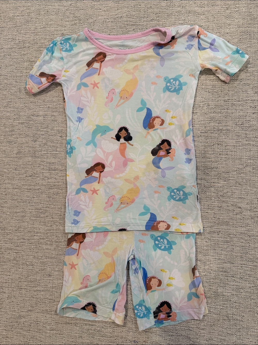 Little Sleepies Pastel Mermaid Short Sleeve Pajama Set